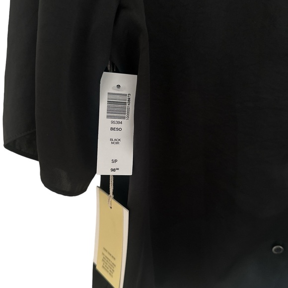 Aritzia Wilfred Black Beso Short Sleeve Button Up Shirt Satin Blouse Size S NWT - Picture 5 of 6